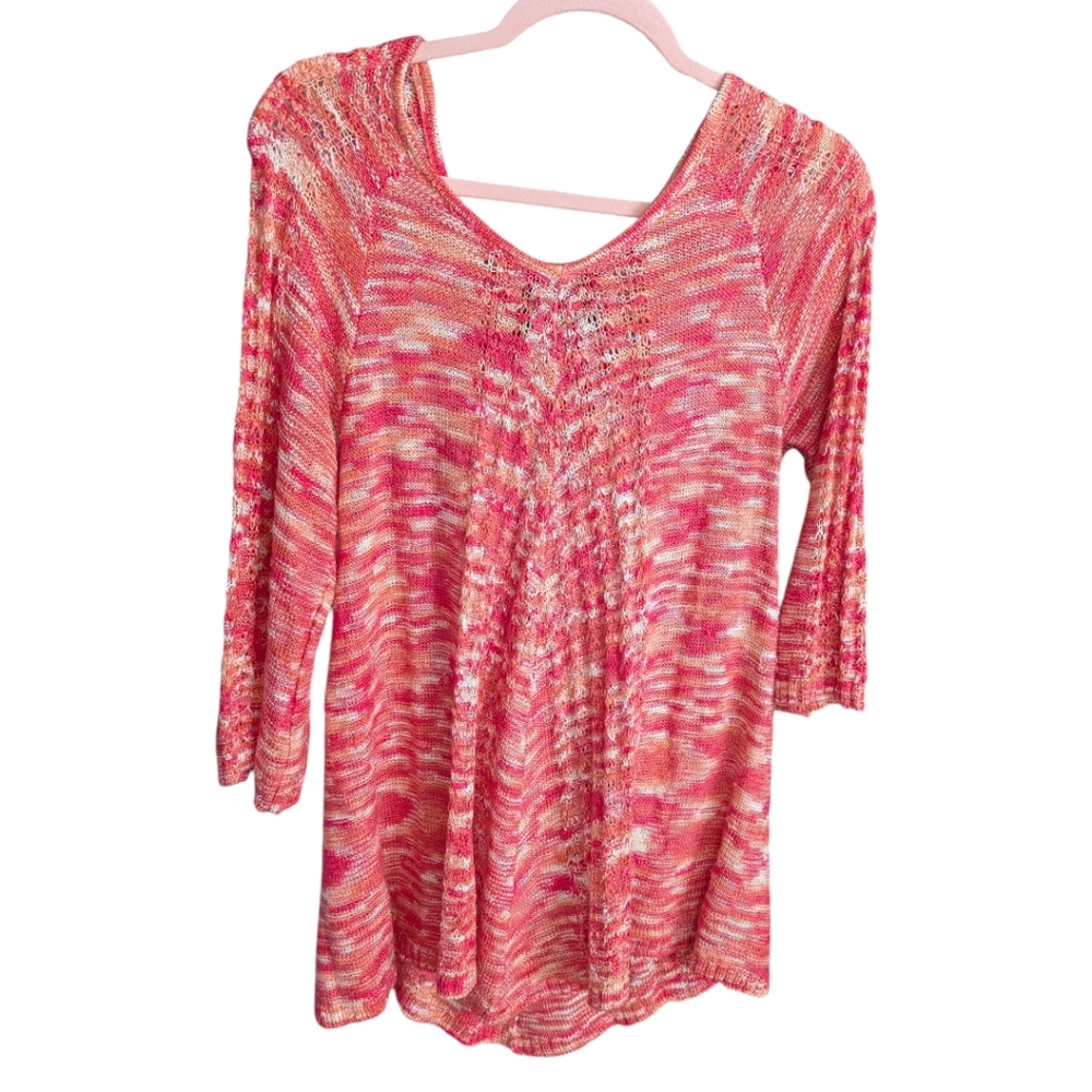 New Directions Pink And Orange Knit Tunic Size Large
